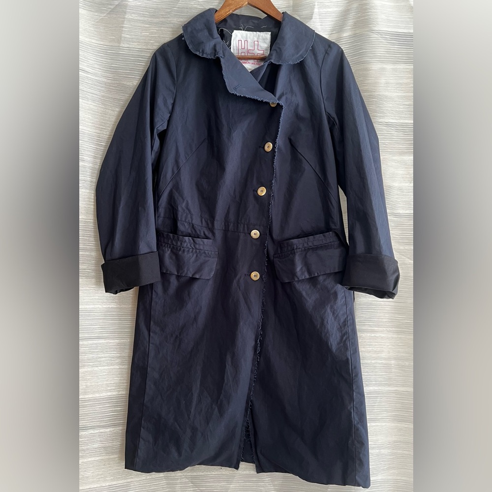 ❌SOLD❌Hannoh Wessel Navy Trench-Style Cotton Coat made in Italy |38